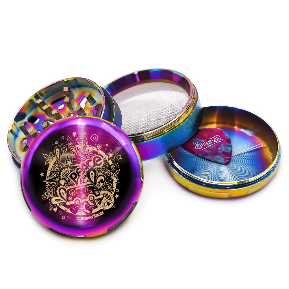 Beamer 4-Part Aircraft Grade Heavy Luminate Zinc Grinder | Rainbow | 70's Lovin'