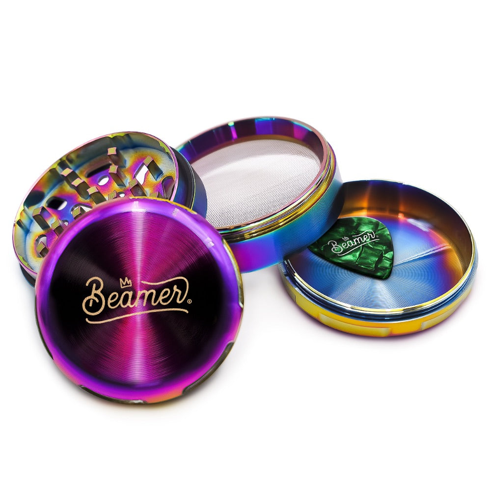 Beamer 4-Part Aircraft Grade Heavy Luminate Zinc Grinder | Rainbow | crown Logo