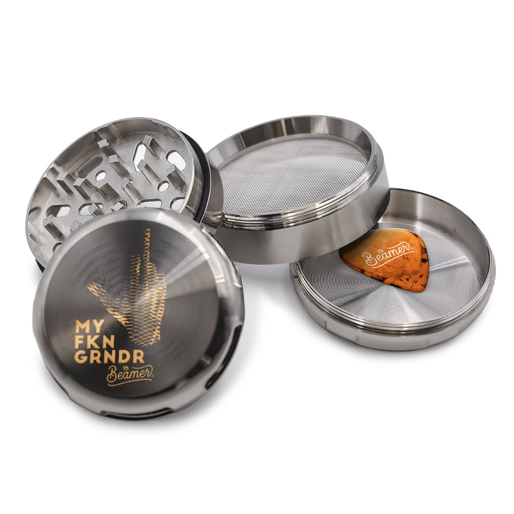 Beamer 4-Part Aircraft Grade Heavy Luminate Zinc Grinder | Rainbow | Middle Finger