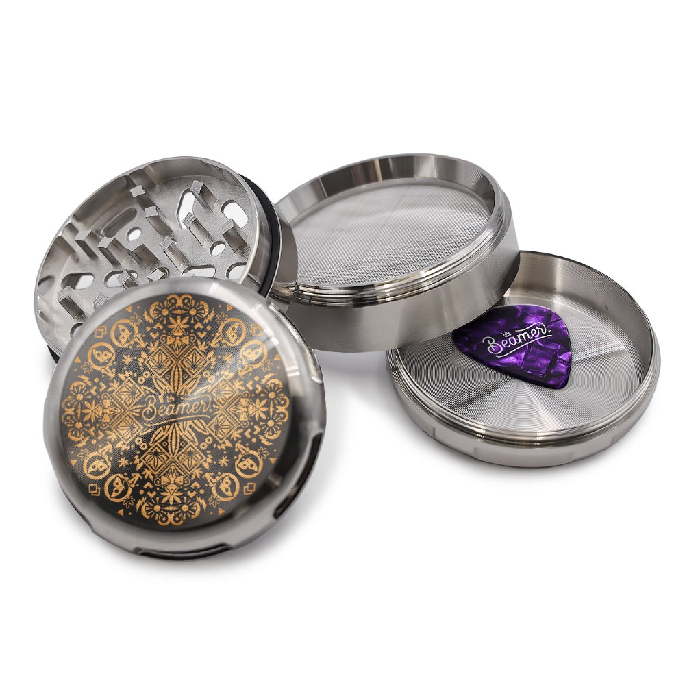 Beamer 4-Part Aircraft Grade Heavy Luminate Zinc Grinder | Gray | Trippy Jewelz