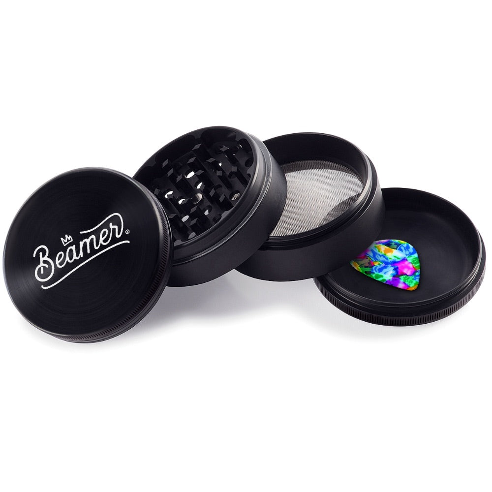 Beamer 4-Part Crown Logo Design Aircraft Grade Aluminum Grinder | black