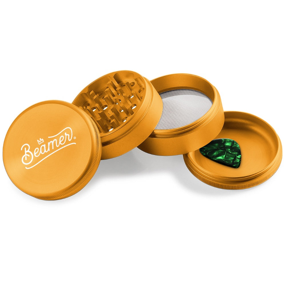 Beamer 4-Part Crown Logo Design Aircraft Grade Aluminum Grinder | gold