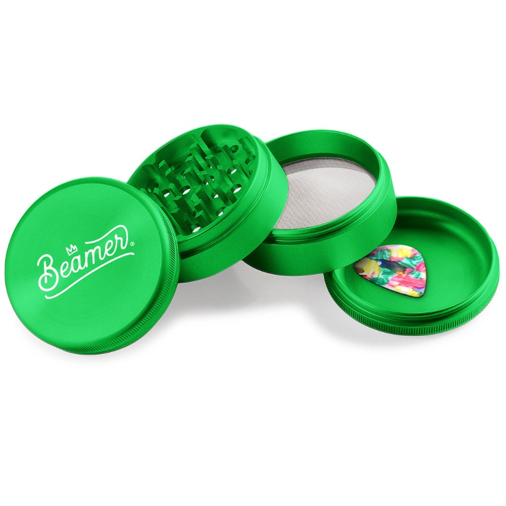 Beamer 4-Part Crown Logo Design Aircraft Grade Aluminum Grinder | green