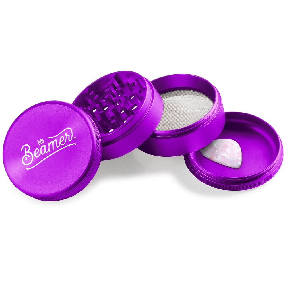 Beamer 4-Part Crown Logo Design Aircraft Grade Aluminum Grinder | purple