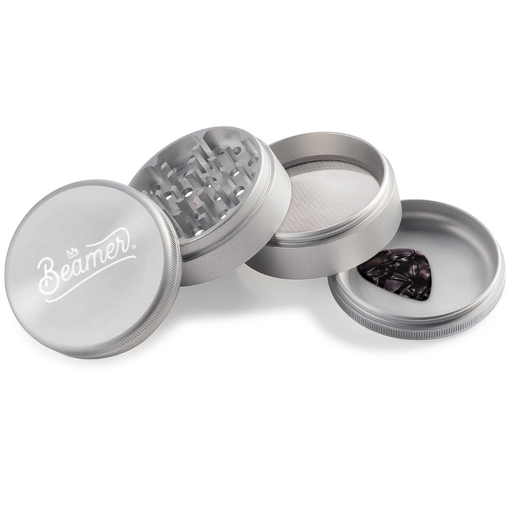 Beamer 4-Part Crown Logo Design Aircraft Grade Aluminum Grinder | silver