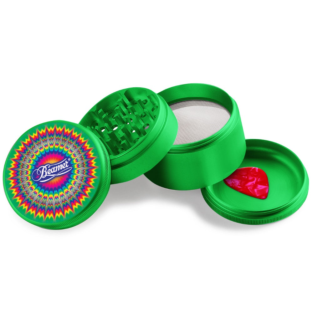 Beamer 4-Part Extended Full Color Aircraft Grade Aluminum Grinder | green