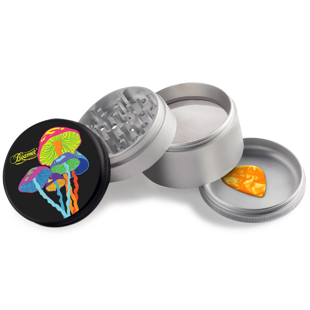 Beamer 4-Part Extended Full Color Aircraft Grade Aluminum Grinder | mushroom black silver