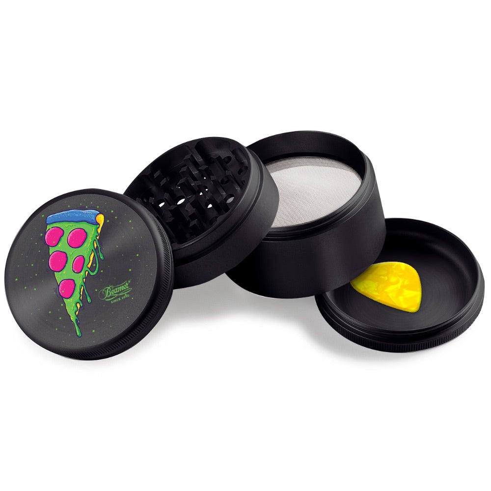 Beamer 4-Part Extended Full Color Aircraft Grade Aluminum Grinder | pizza black