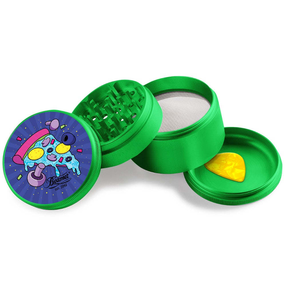 Beamer 4-Part Extended Full Color Aircraft Grade Aluminum Grinder | pizza green