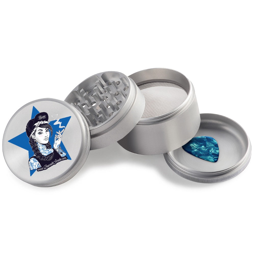 Beamer 4-Part Extended Full Color Aircraft Grade Aluminum Grinder | star silver