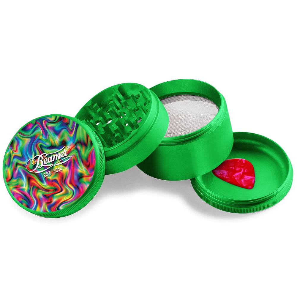 Beamer 4-Part Extended Full Color Aircraft Grade Aluminum Grinder | trippy green