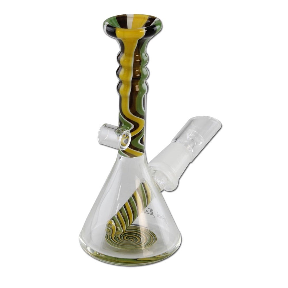 Black Leaf Colored Swirl Mini Dab Rig with Nail | Green | back view