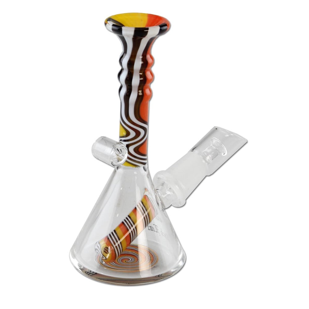 Black Leaf Colored Swirl Mini Dab Rig with Nail | Orange | back view