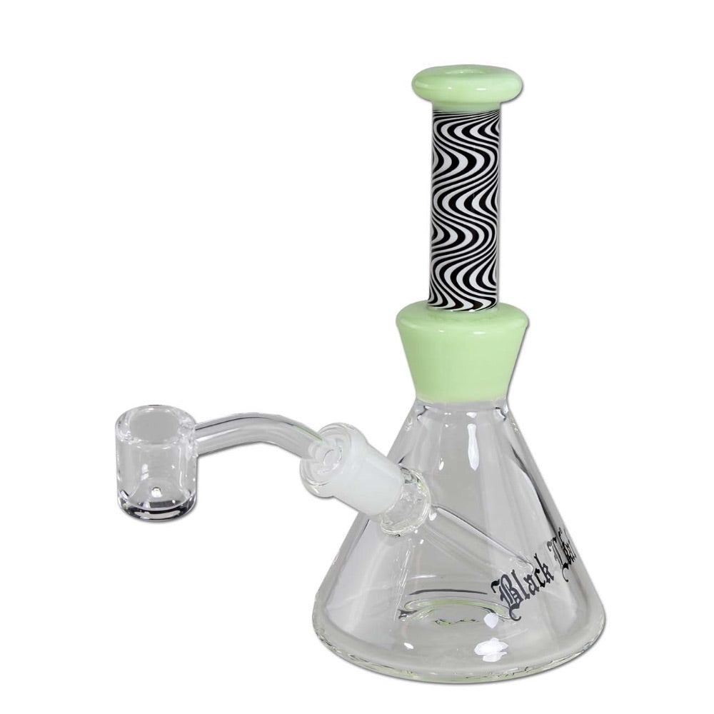 Black Leaf Colored Wavy Dab Rig | Light Green