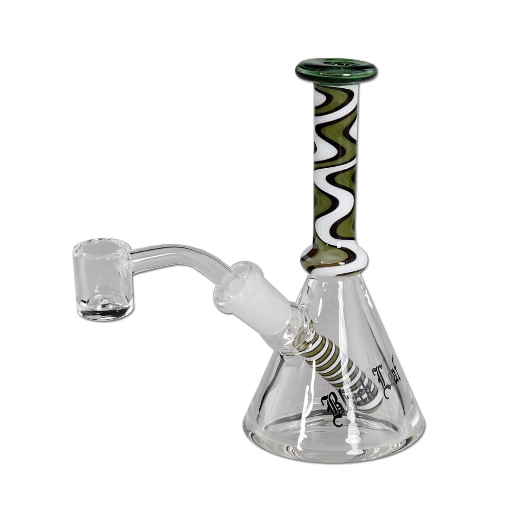 Black Leaf Colored Wavy Mini Dab Rig | Green