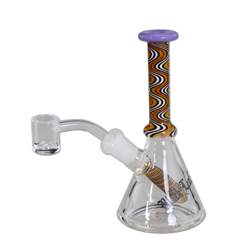 Black Leaf Colored Wavy Mini Dab Rig | Orange