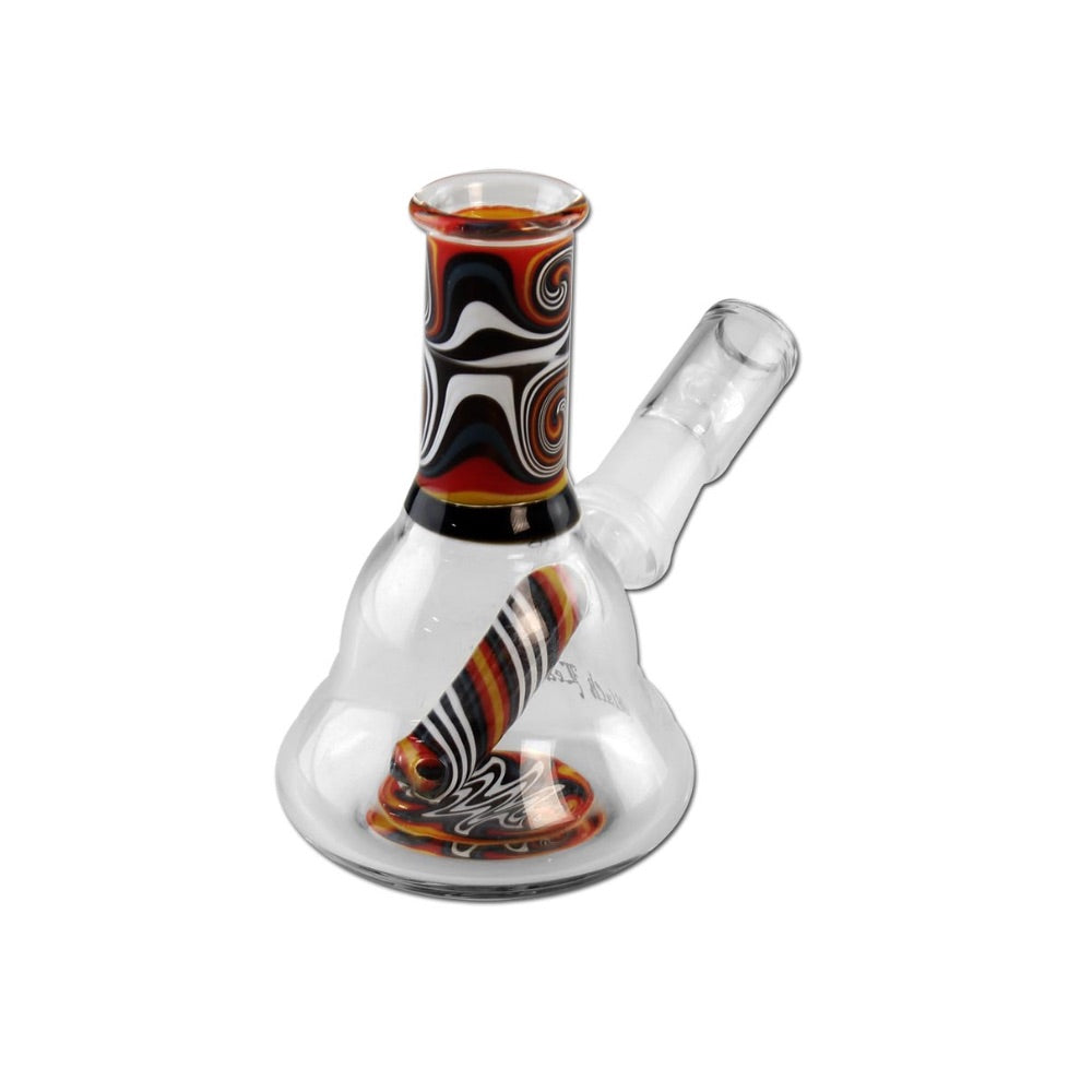 Black Leaf Multi-Colored Swirl Mini Dab Rig with Nail | side view 2
