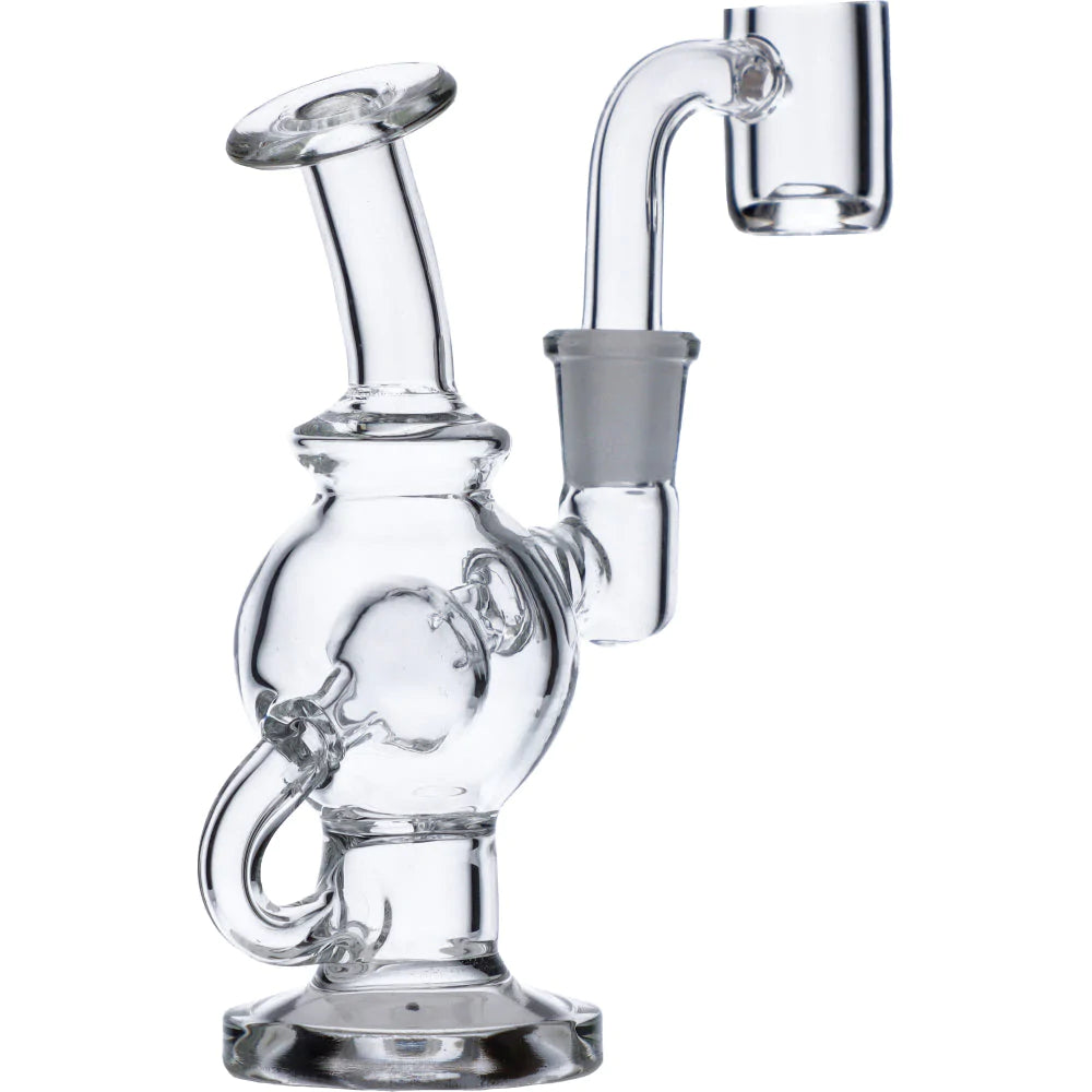 Mini Bent Neck Recycler Dab Rig with Ball Perc | Side view 3