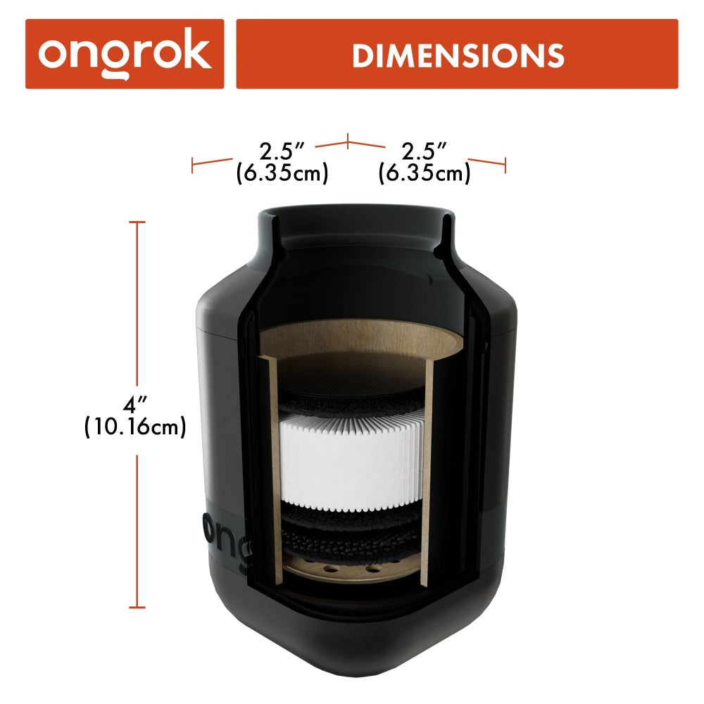 ONGROK Personal Air Filter with Replaceable Cartridges | Dimensions