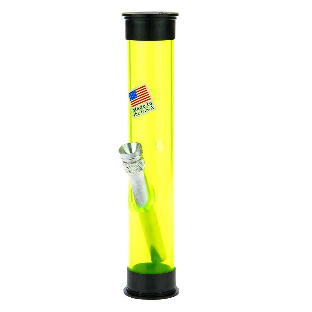Acrylic Bong with Carb Hole and Straight Tube | Yellow Neon