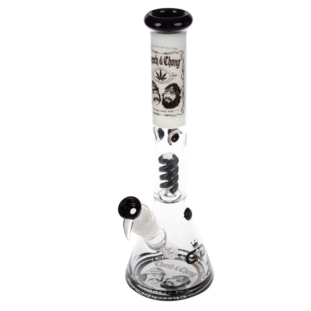 Grace Glass Cheech & Chong Spiral Percolator Beaker Bong | White | side view 3