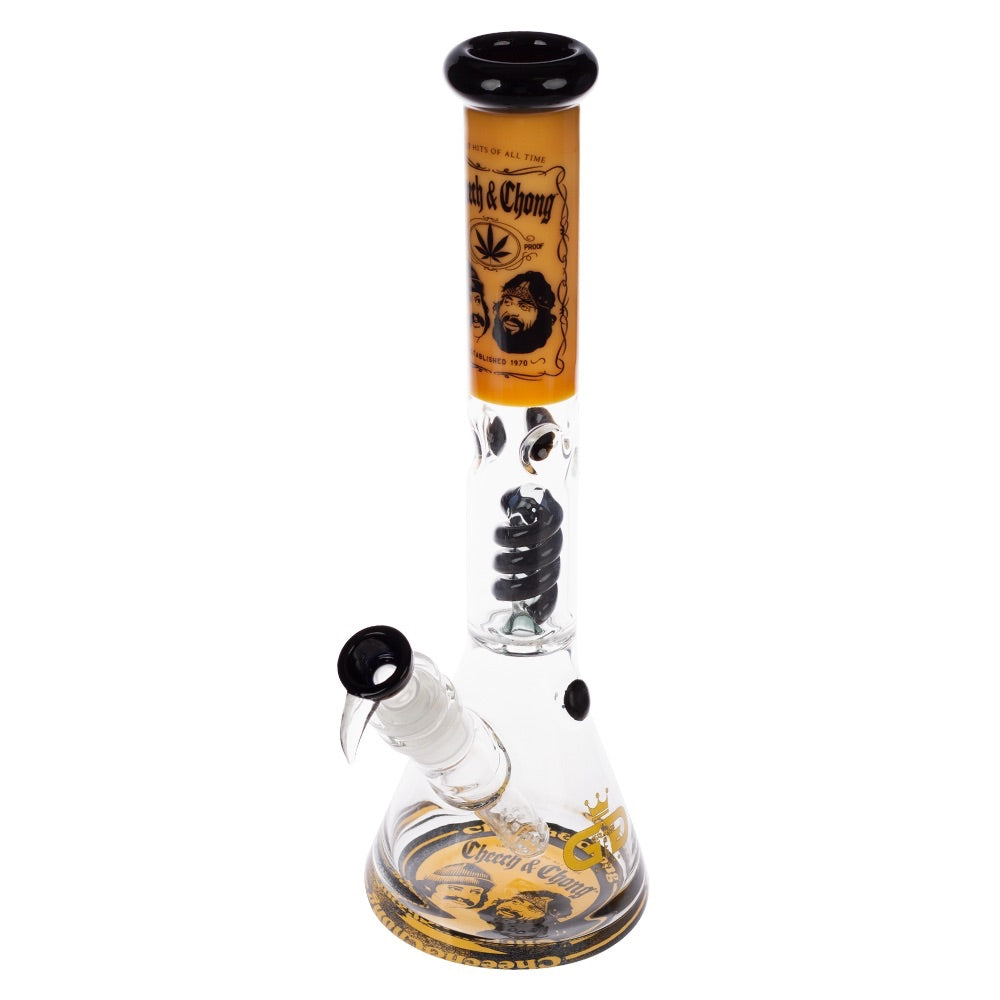 Grace Glass Cheech & Chong Spiral Percolator Beaker Bong | Yellow | side view 3