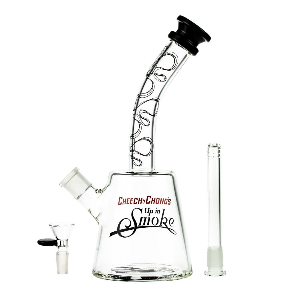 Cheech & Chong’s The Cheech Beaker Base Bong | 12 Inch | Black - Downstem and Herb Bowl Included 