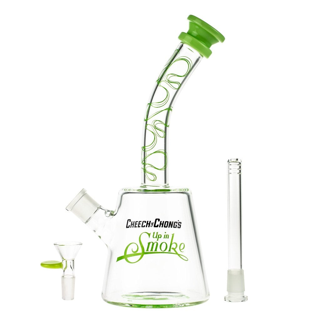 Cheech & Chong’s The Cheech Beaker Base Bong | 12 Inch | Green - Downstem and Herb Bowl Included 