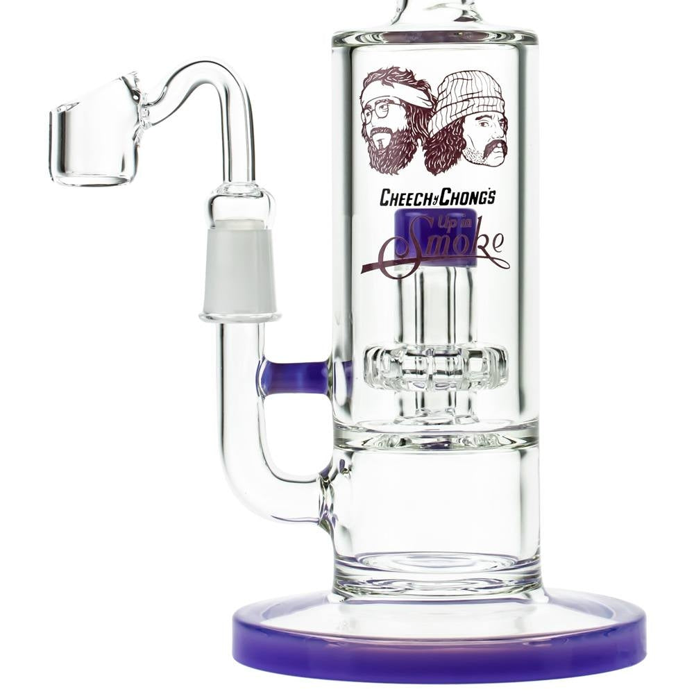 Cheech & Chong’s Great Dane Glass Dab Rig | 10 Inch | Purple - Close Up Showerhead Perc 