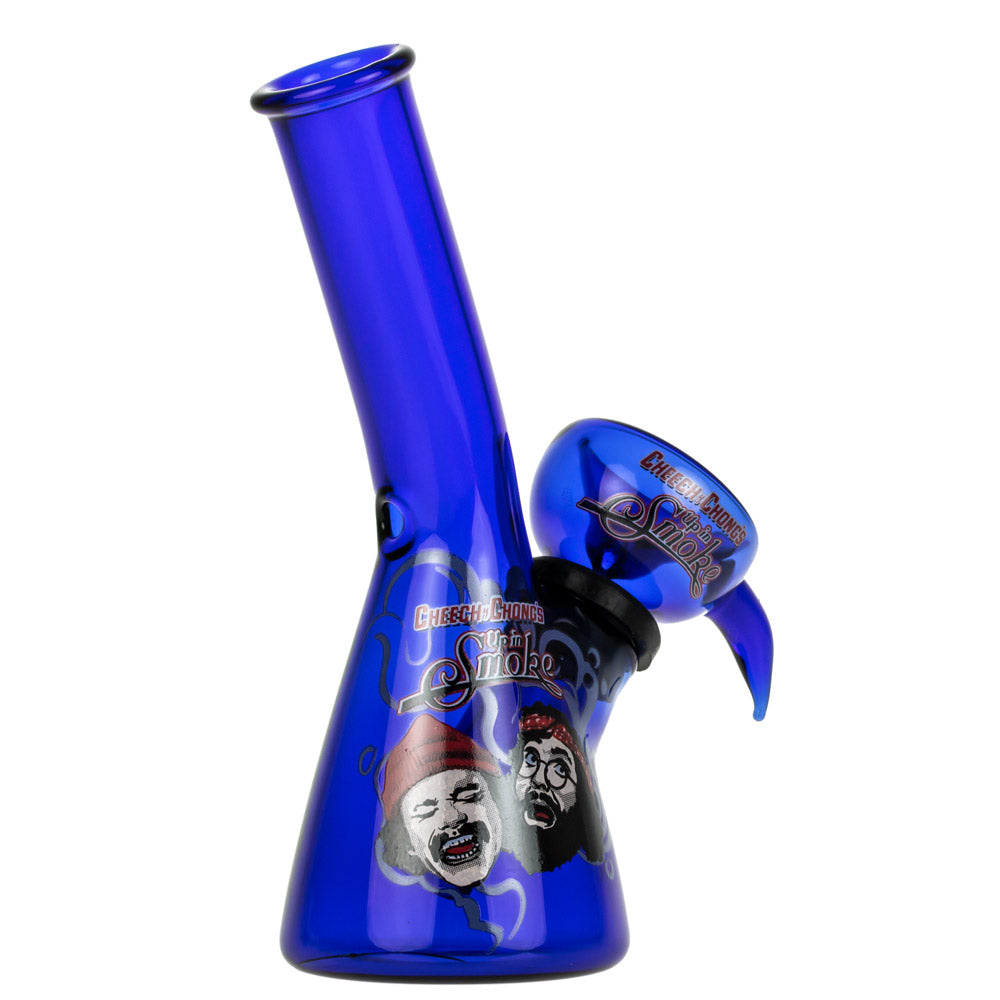 Cheech and Chong Mini Glass Beaker Bong | Blue - Back View 