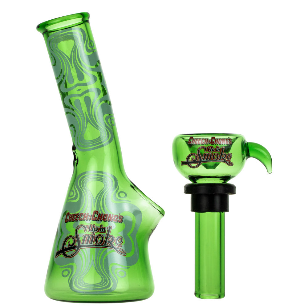 Cheech and Chong Mini Glass Beaker Bong | Green - Side View 
