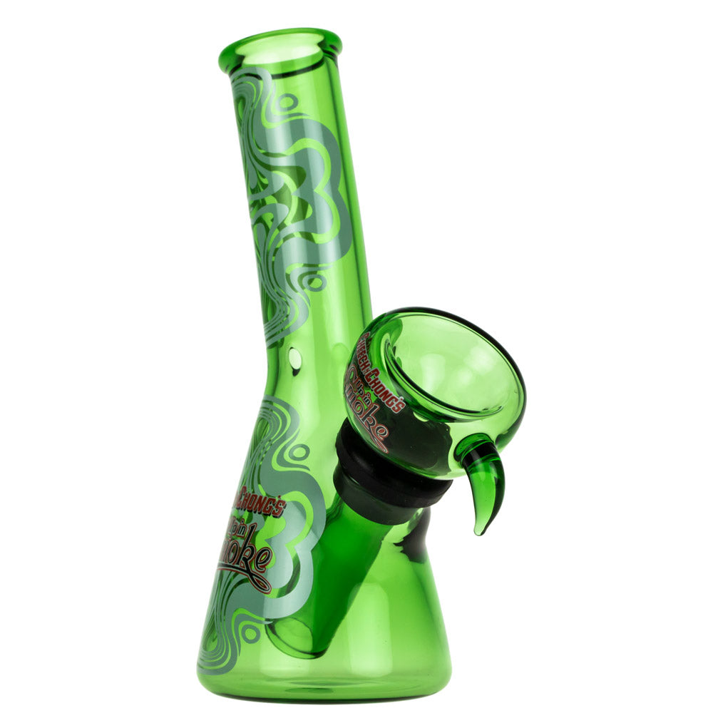 Cheech and Chong Mini Glass Beaker Bong | Green - Front View 