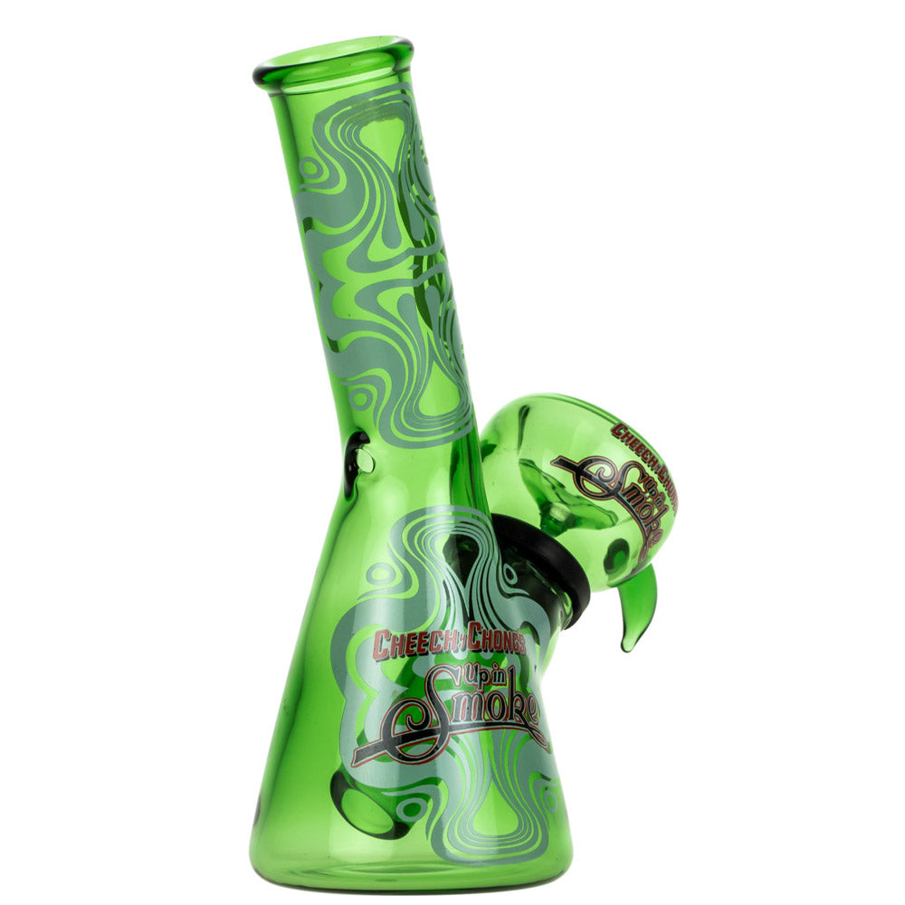 Cheech and Chong Mini Glass Beaker Bong | Green - Back View 