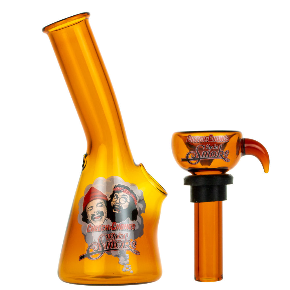 Cheech and Chong Mini Glass Beaker Bong | Amber - Side View 