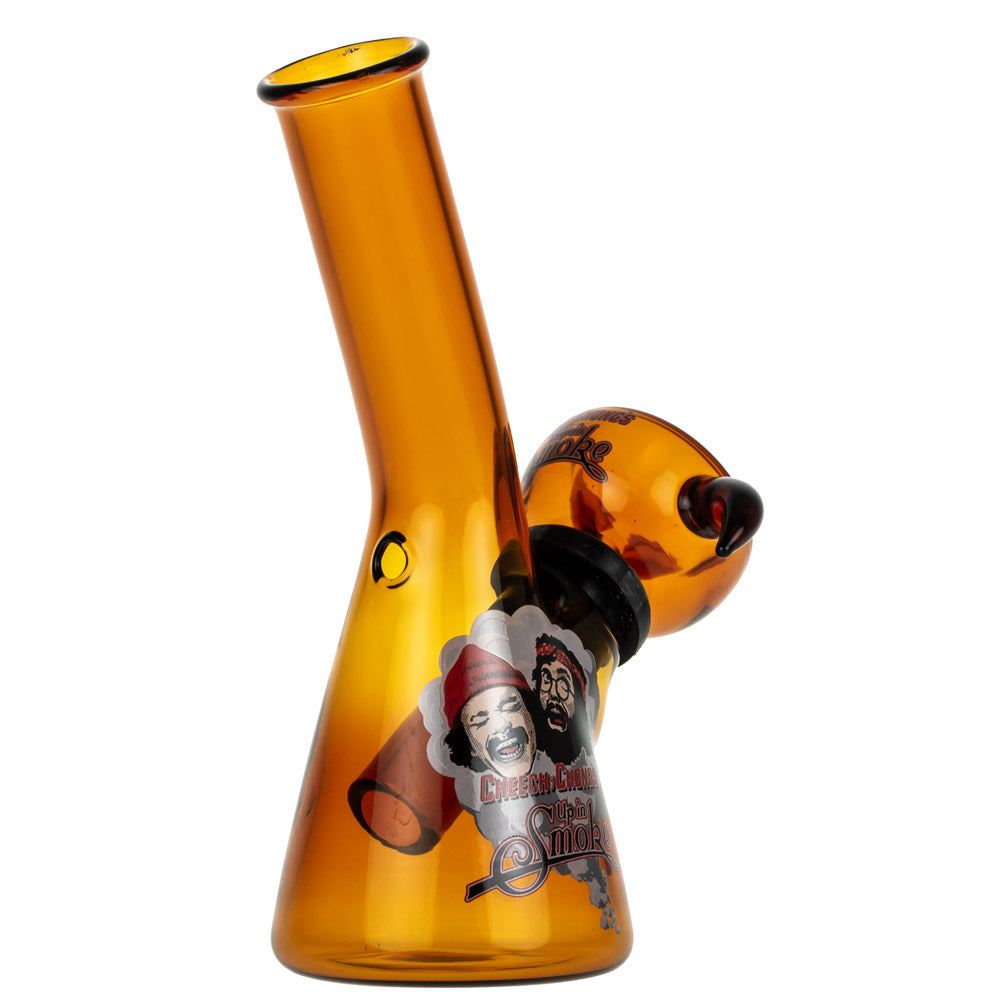 Cheech and Chong Mini Glass Beaker Bong | Amber - Back View 