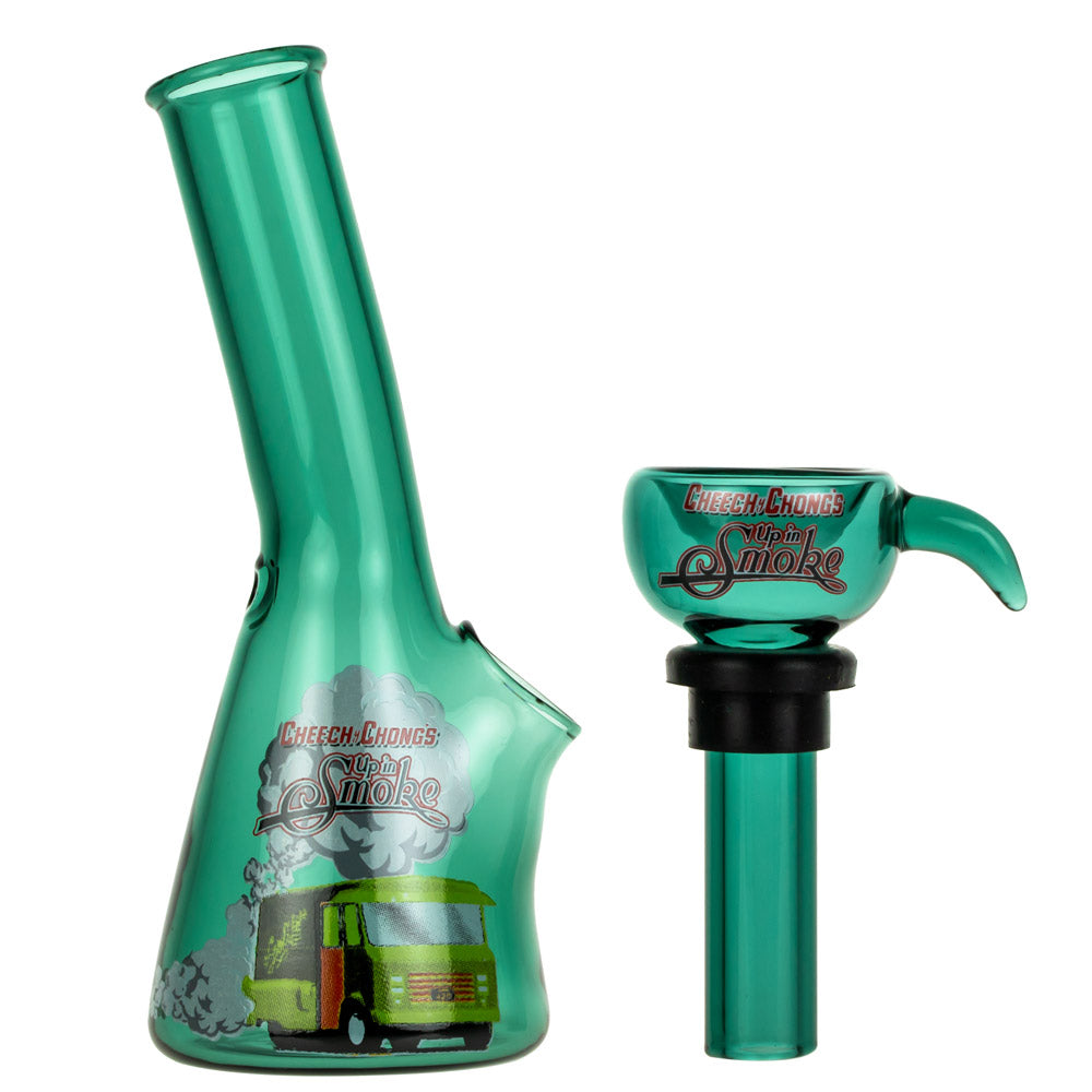 Cheech and Chong Mini Glass Beaker Bong | Teal - Side View 