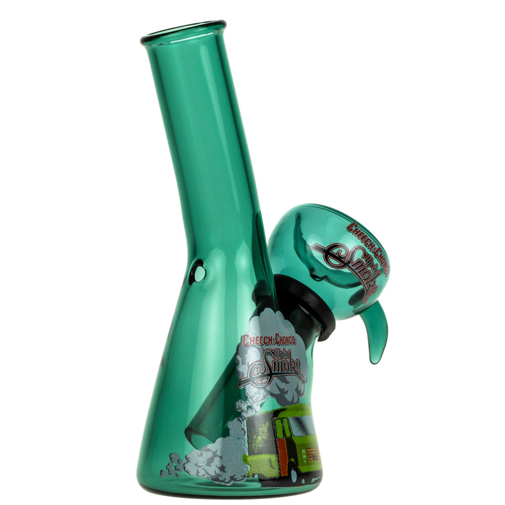 Cheech and Chong Mini Glass Beaker Bong | Teal - Back View 