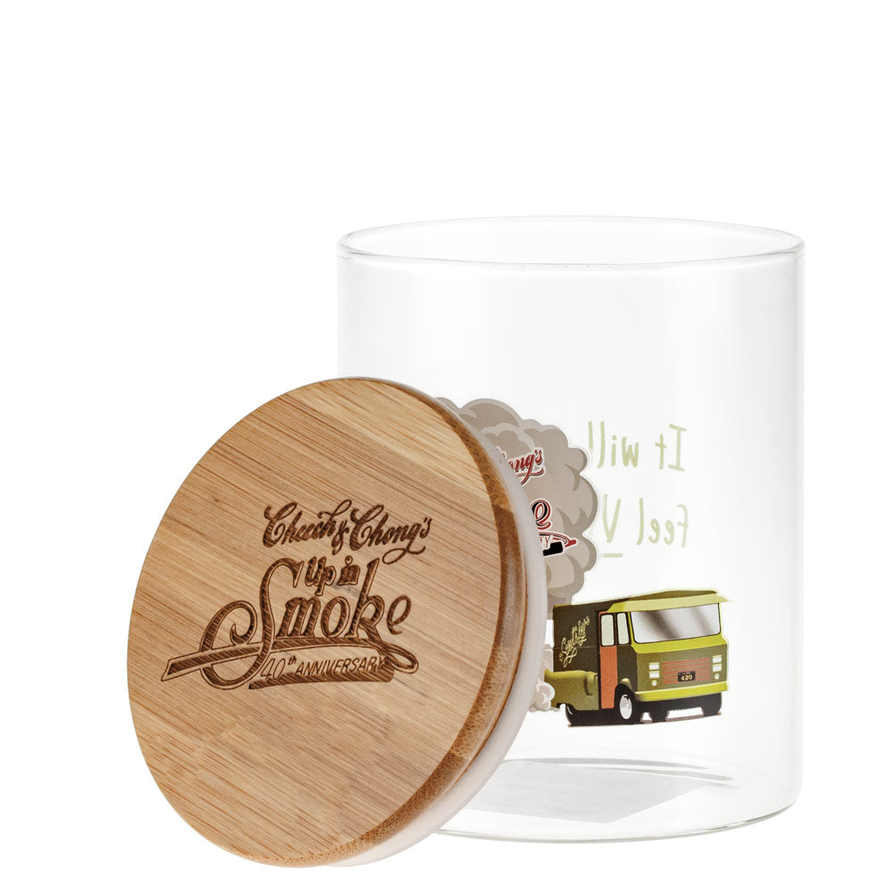 Cheech and Chong Glass Stash Jar | Green Van | Large - Lid Off