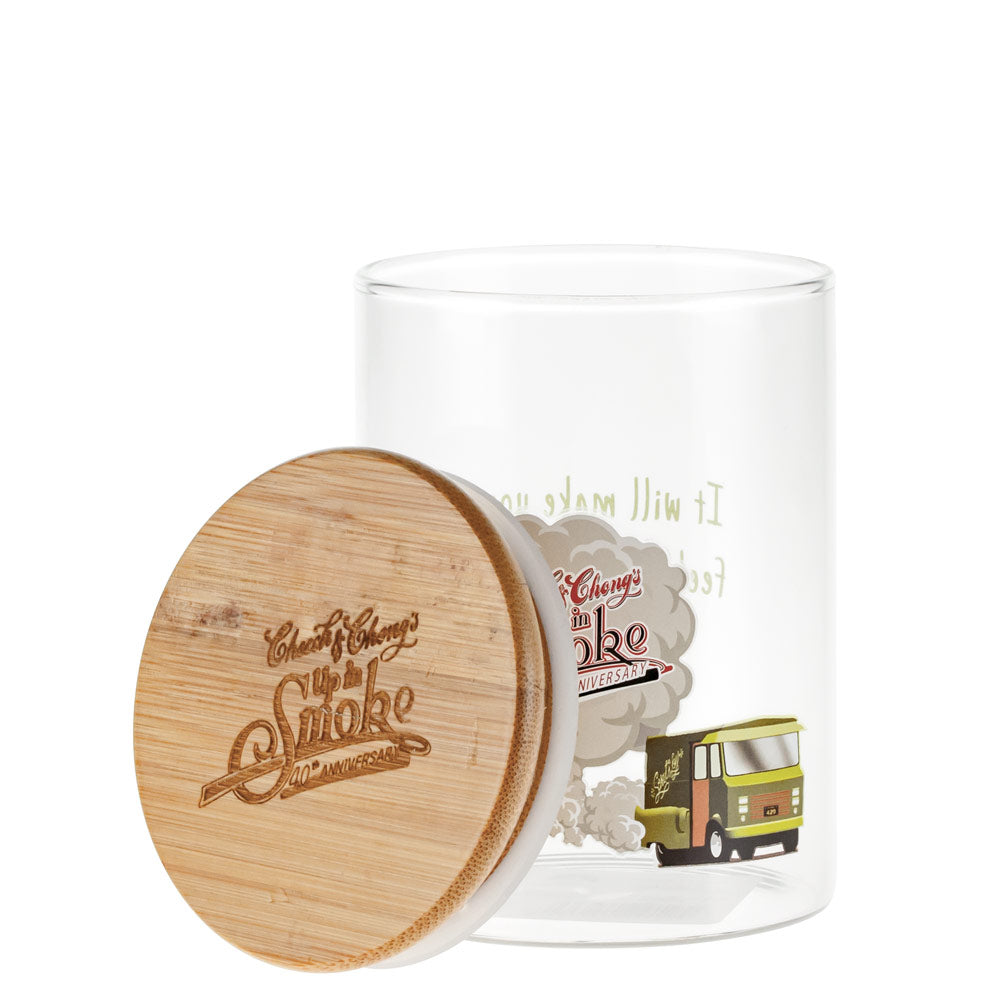 Cheech and Chong Glass Stash Jar | Green Van | Medium - Lid Off