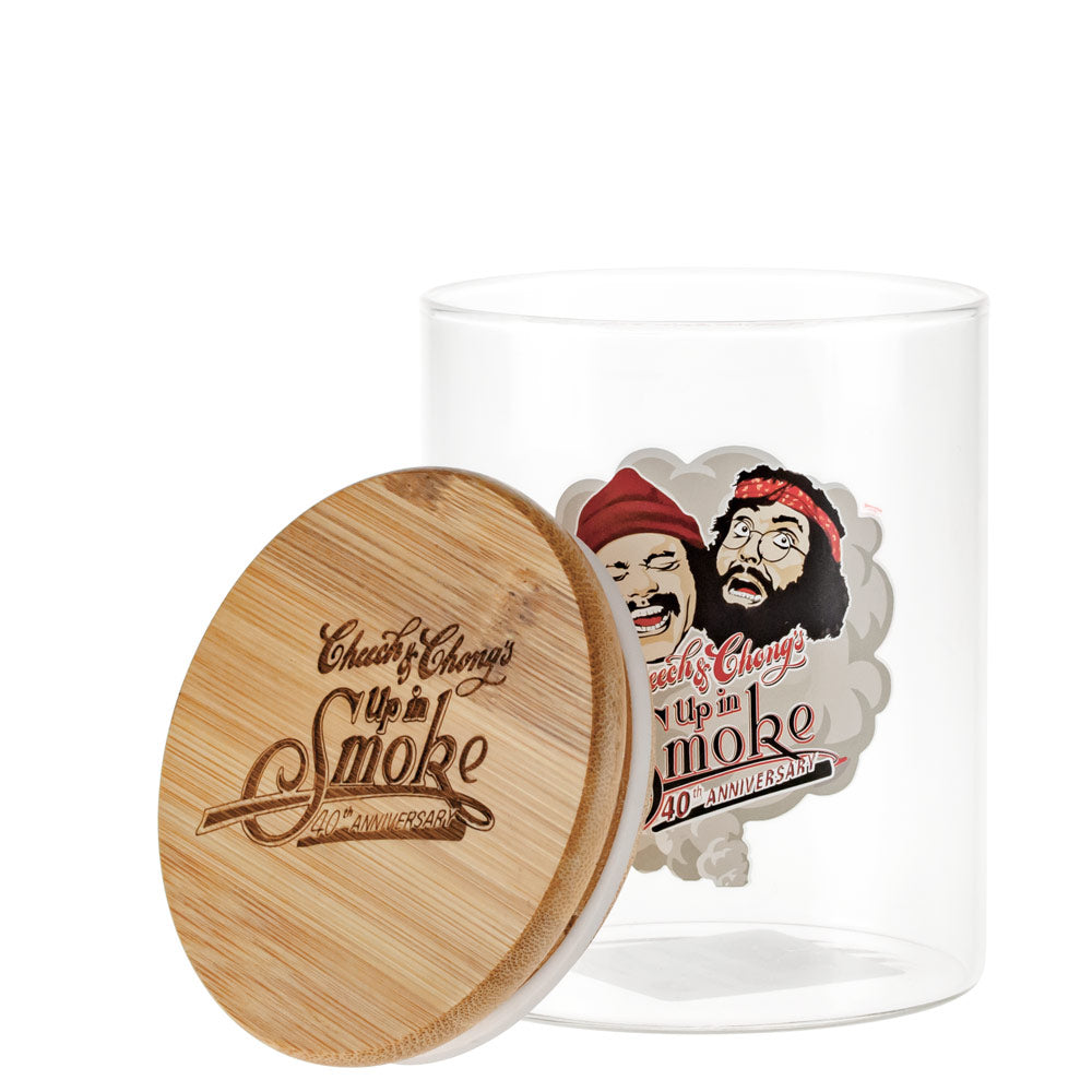 Cheech and Chong Glass Stash Jar | 40th Anniversary | Large - Lid Off
