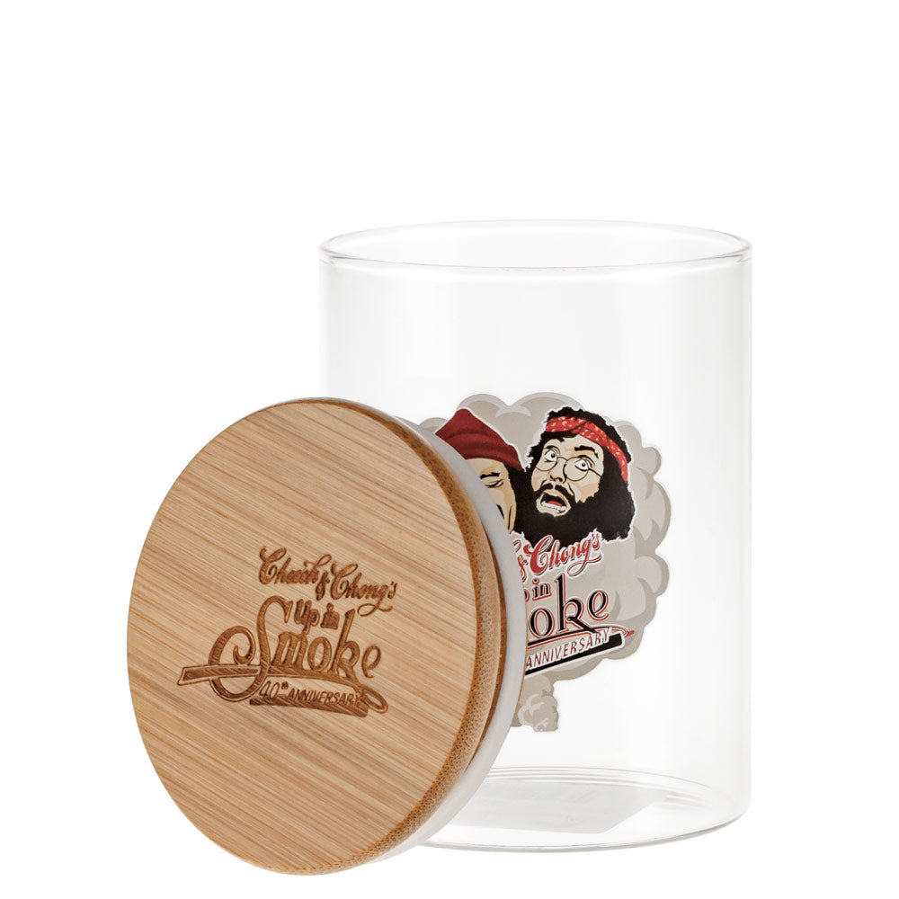 Cheech and Chong Glass Stash Jar | 40th Anniversary | Medium - Lid Off