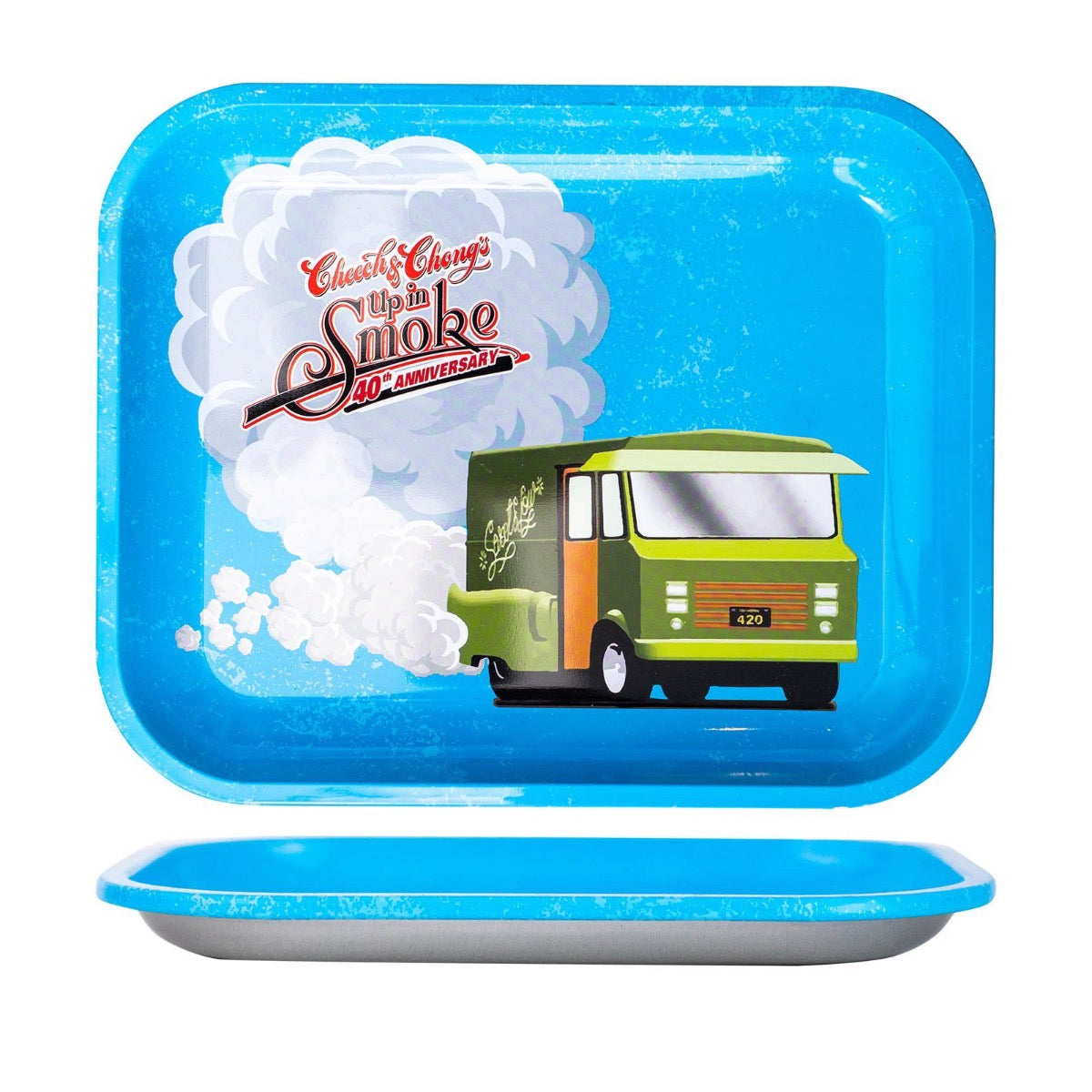 Cheech & Chong’s 40th Anniversary Aluminum Rolling Tray | Blue | Large