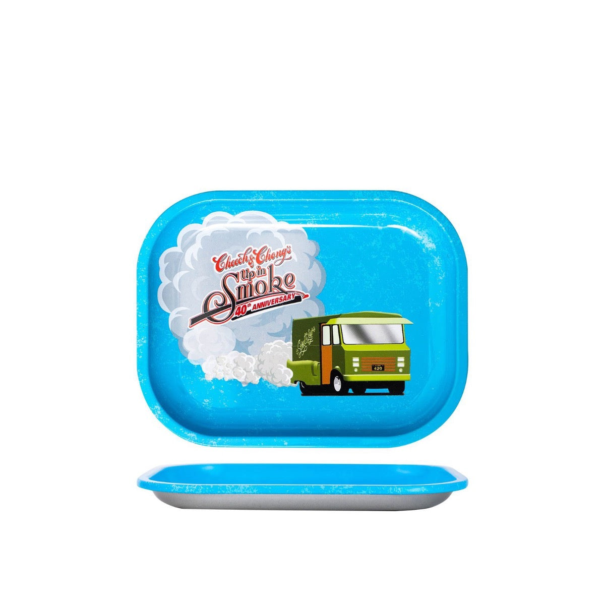 Cheech & Chong’s 40th Anniversary Aluminum Rolling Tray | Blue | Small