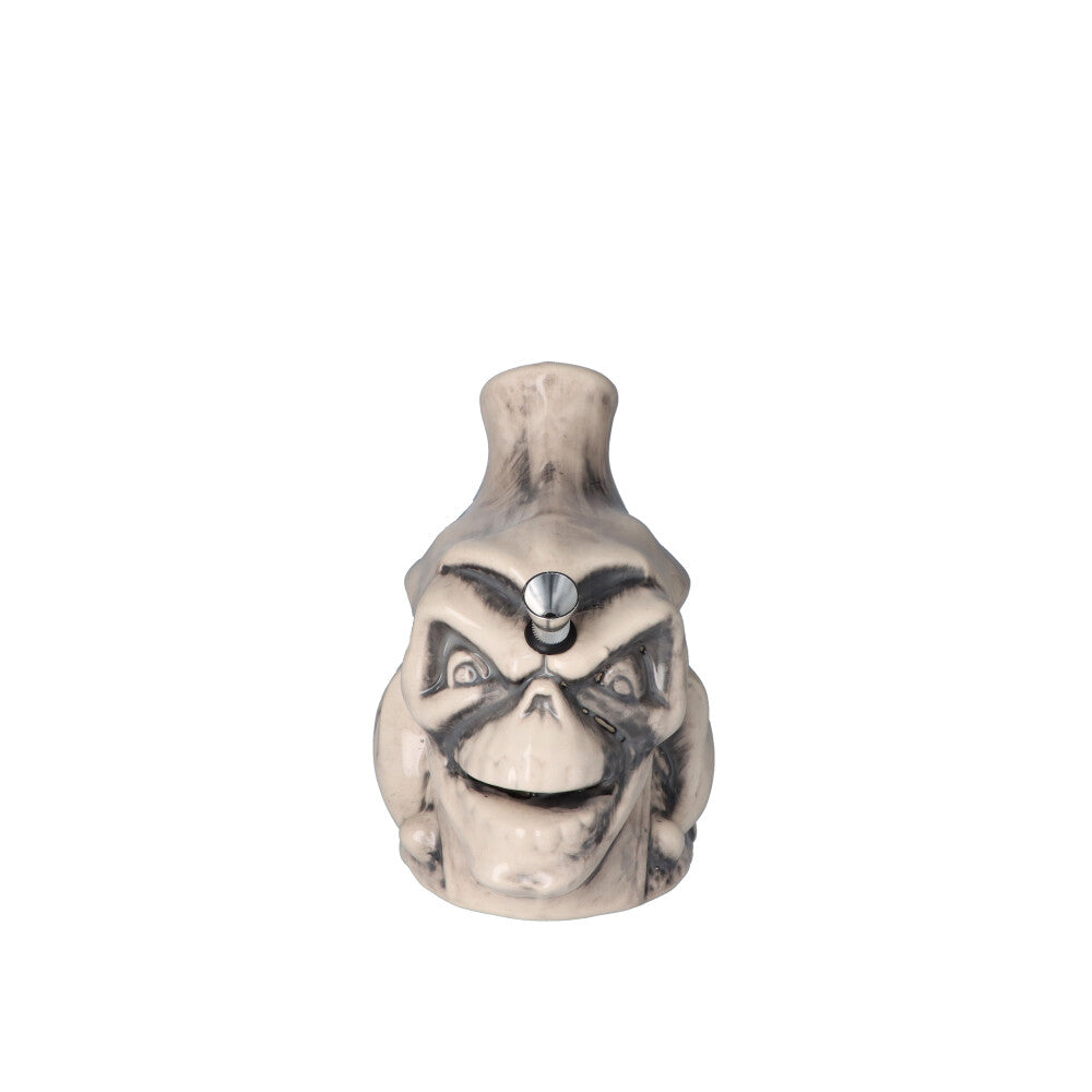Smiling Skull Ceramic Pipe - Front View 