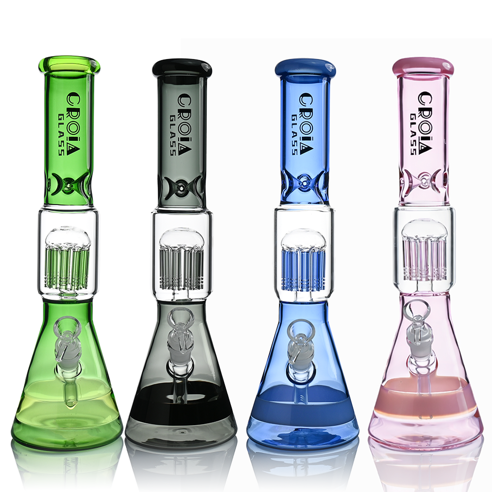 Croia Glass 15" Beaker Bong with Tree Perc and Ice Catcher | Croia Glass