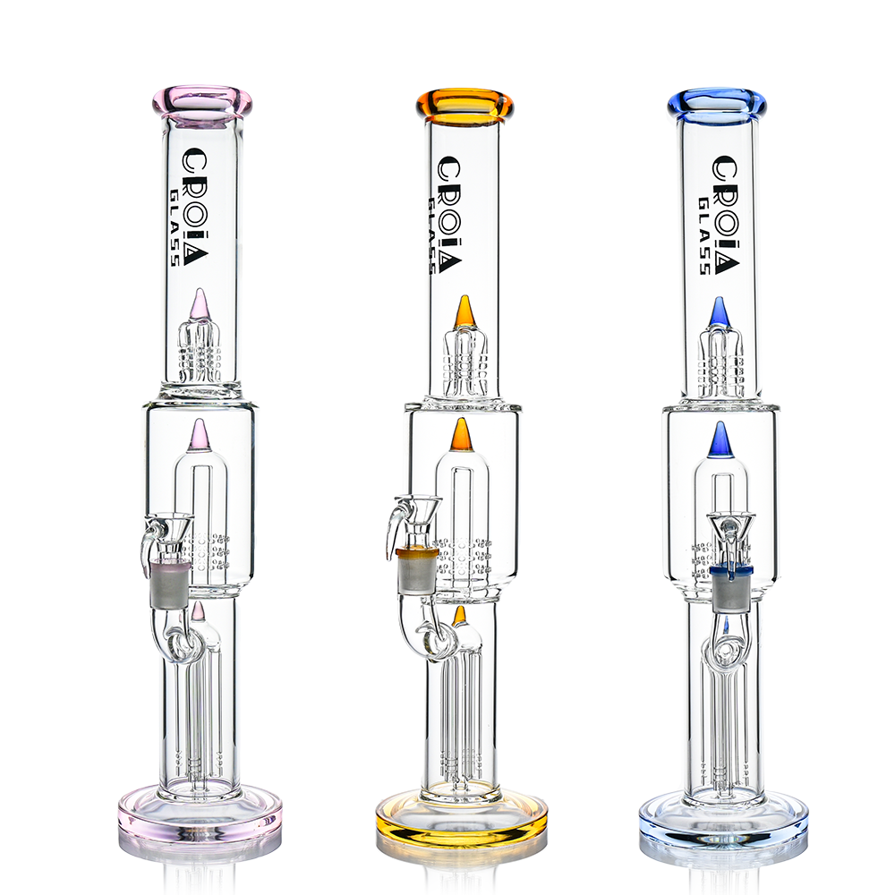 Croia Glass 16" Triple Rocket-Perc Scientific Glass Bong | Croia Glass