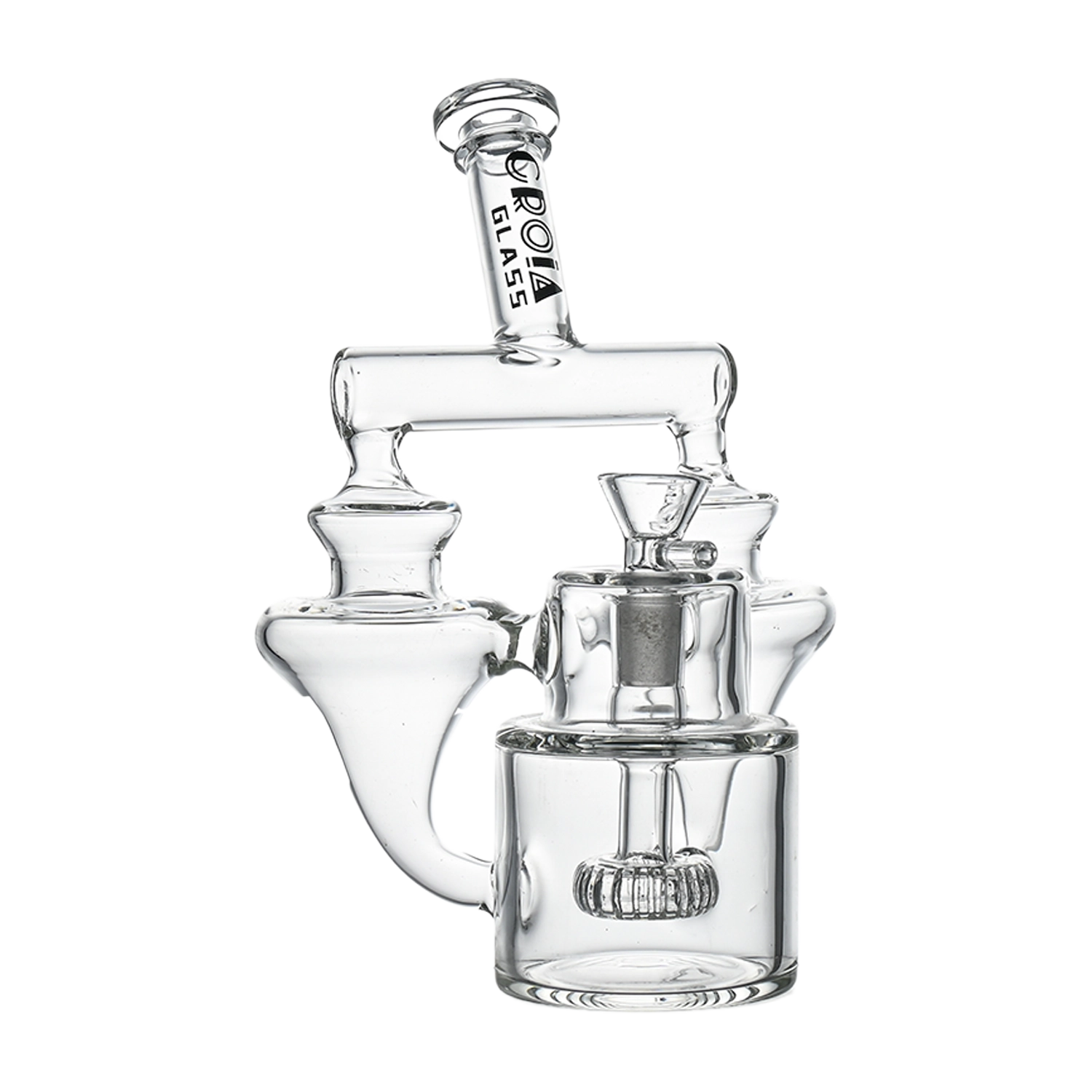 Croia Glass 8" Twin Vortex Recycler Scientific Glass Water Pipe | Croia Glass