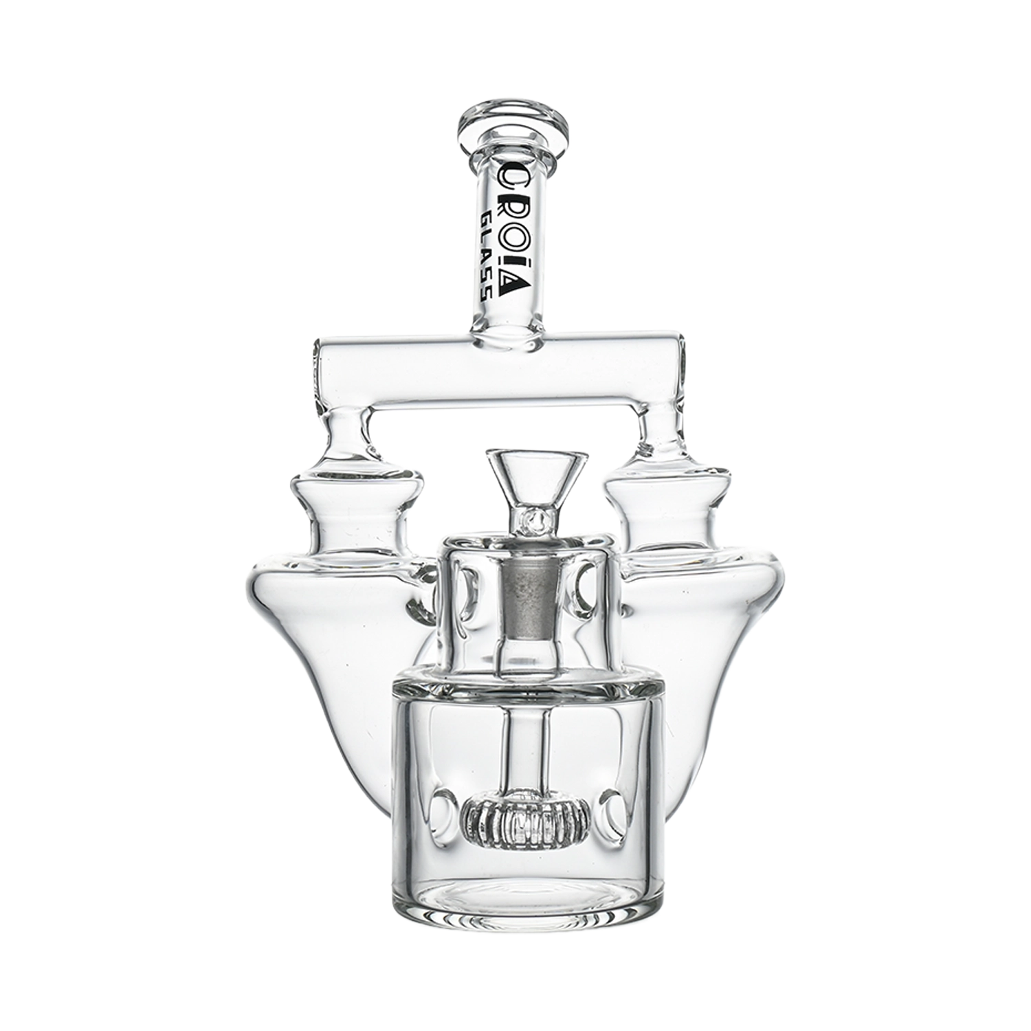 Croia Glass 8" Twin Vortex Recycler Scientific Glass Water Pipe | Croia Glass