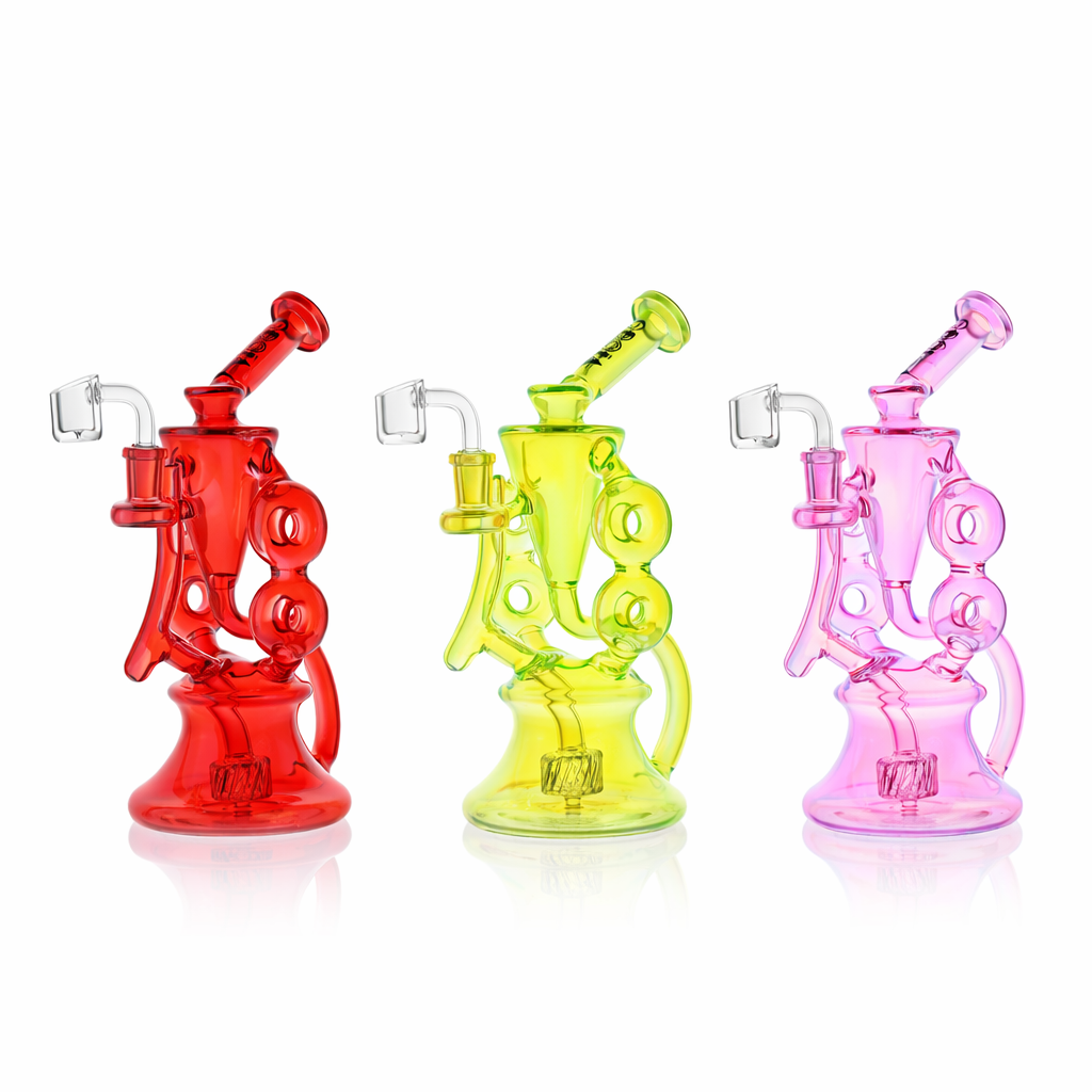 Croia Glass 10" Symmetrical Quad-Donut Klein Recycler Dab Rig | Croia Glass