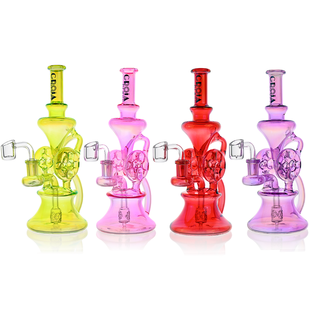 Croia Glass 10" Dual Swiss Perc Klein Recycler Dab Rig | Croia Glass